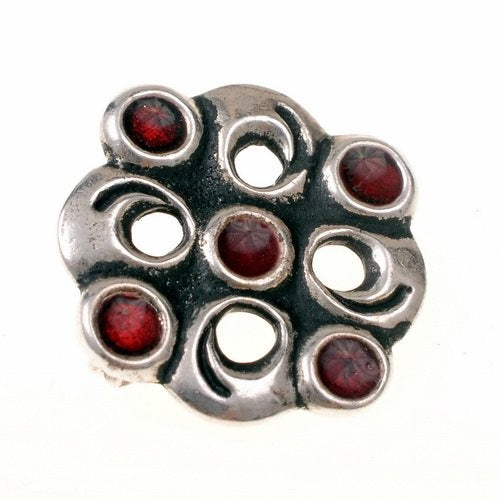 Merovingisk cloisonnébrosch, försilvrad brons