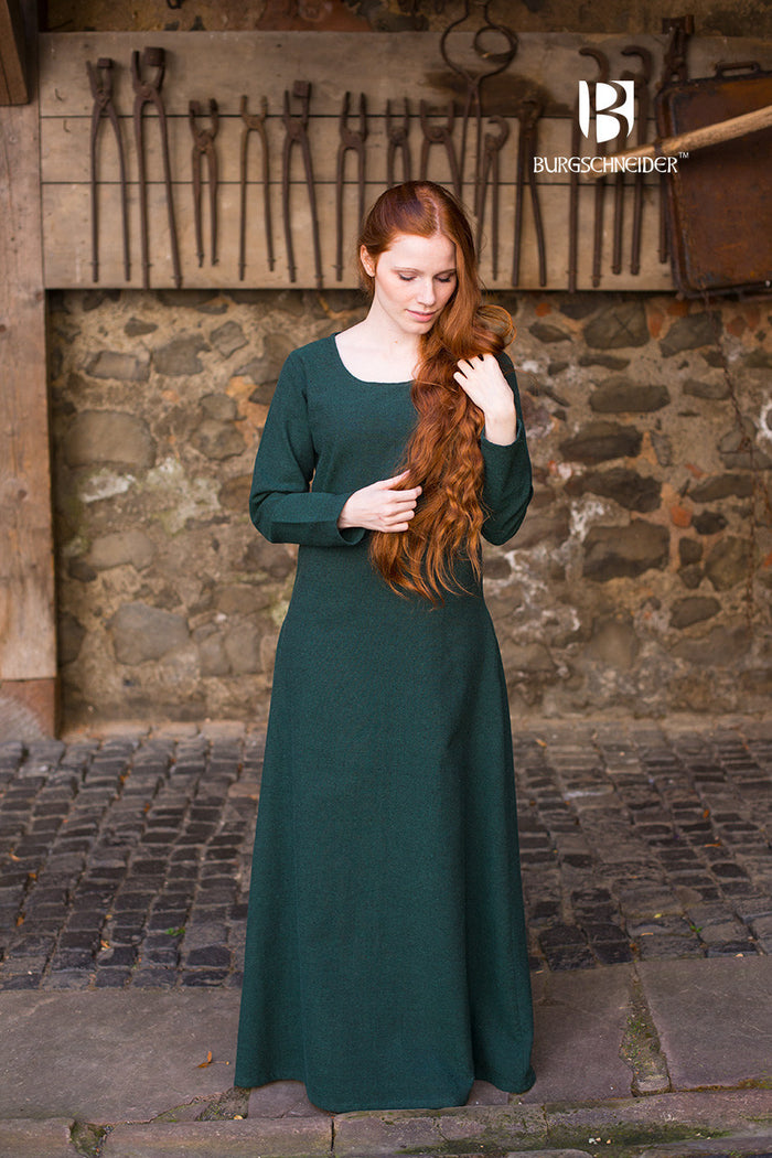 Medeltida klänning Freya, djupgrön