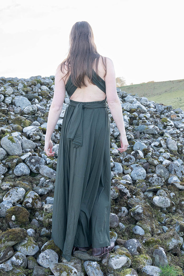 Godinnen Jurk Aphrodite, natuurgroen