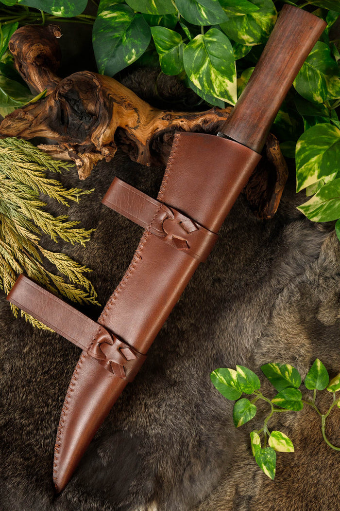 Viking seax with scabbard, semi-sharp