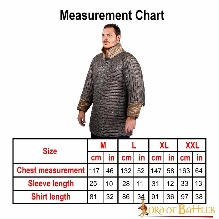 Maliëhaubergeon, blandede flade ringe, runde klinknagler, 9 mm