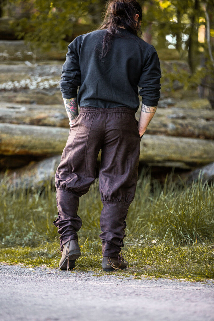 Pantalón vikingo Jorvik, marrón, mezcla de lana