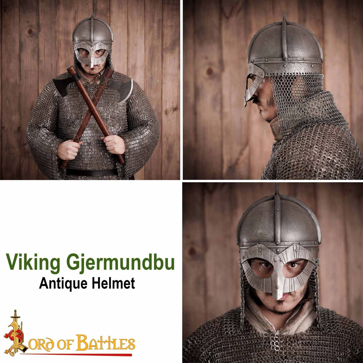 Gjermundbu-hjelm, antik finish, 2 mm (battle-ready)
