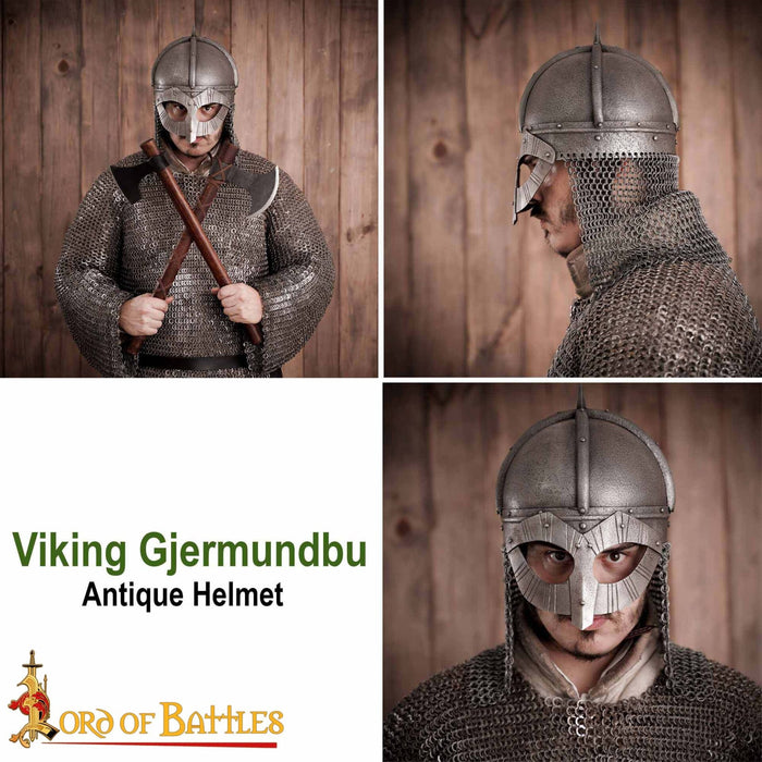 Gjermundbu-hjelm, antik finish, 2 mm (battle-ready)