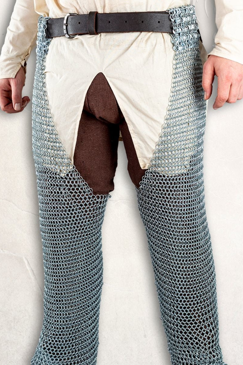 Ringbrynje-chausses Richard, ikke-nittede runde ringe, 8 mm