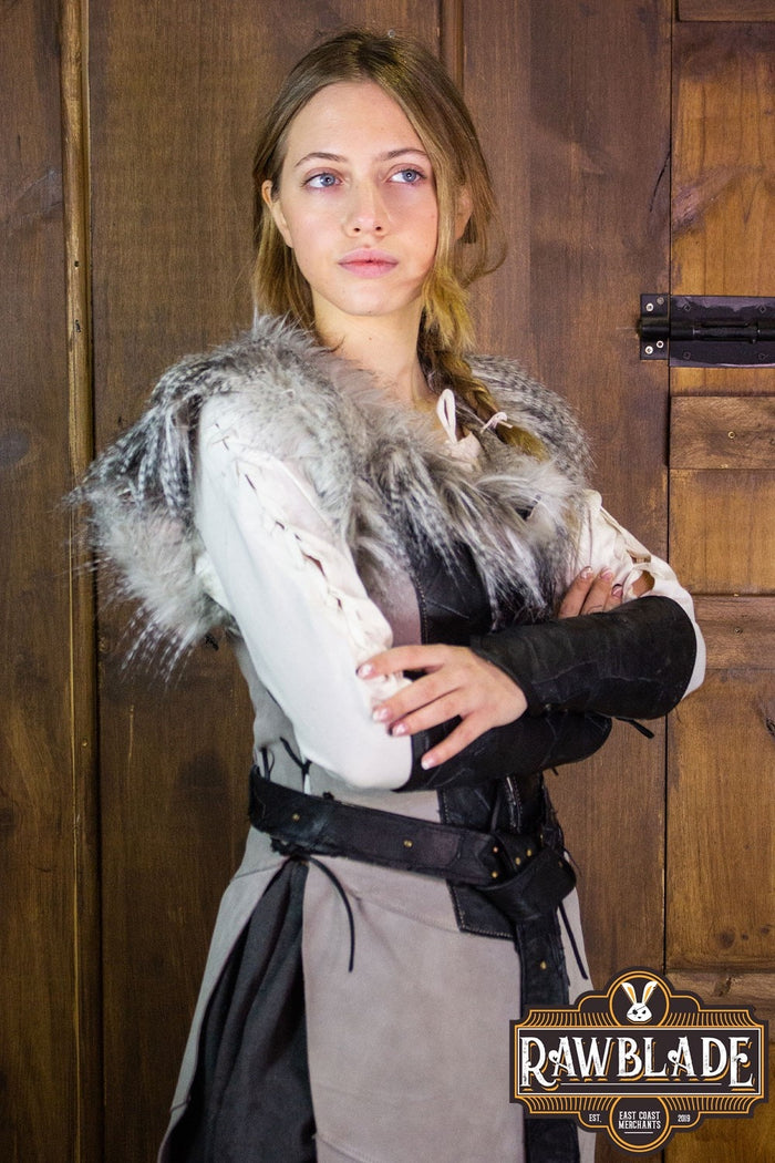 Eule Lederjerkin, Damen, schwarz grau