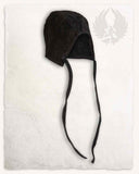 Medieval Coif Martinus, Suede Leather, Black