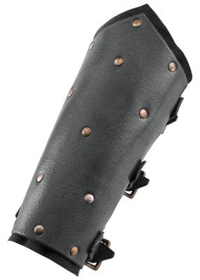 Leren bracers, onderarmbeschermers met klinknagels, zwart