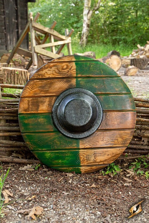 LARP round shield, green-wood 70 cm