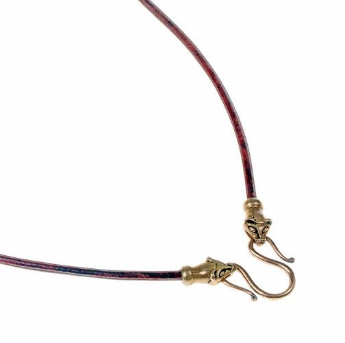 Collier viking avec belettes, brun, cuir