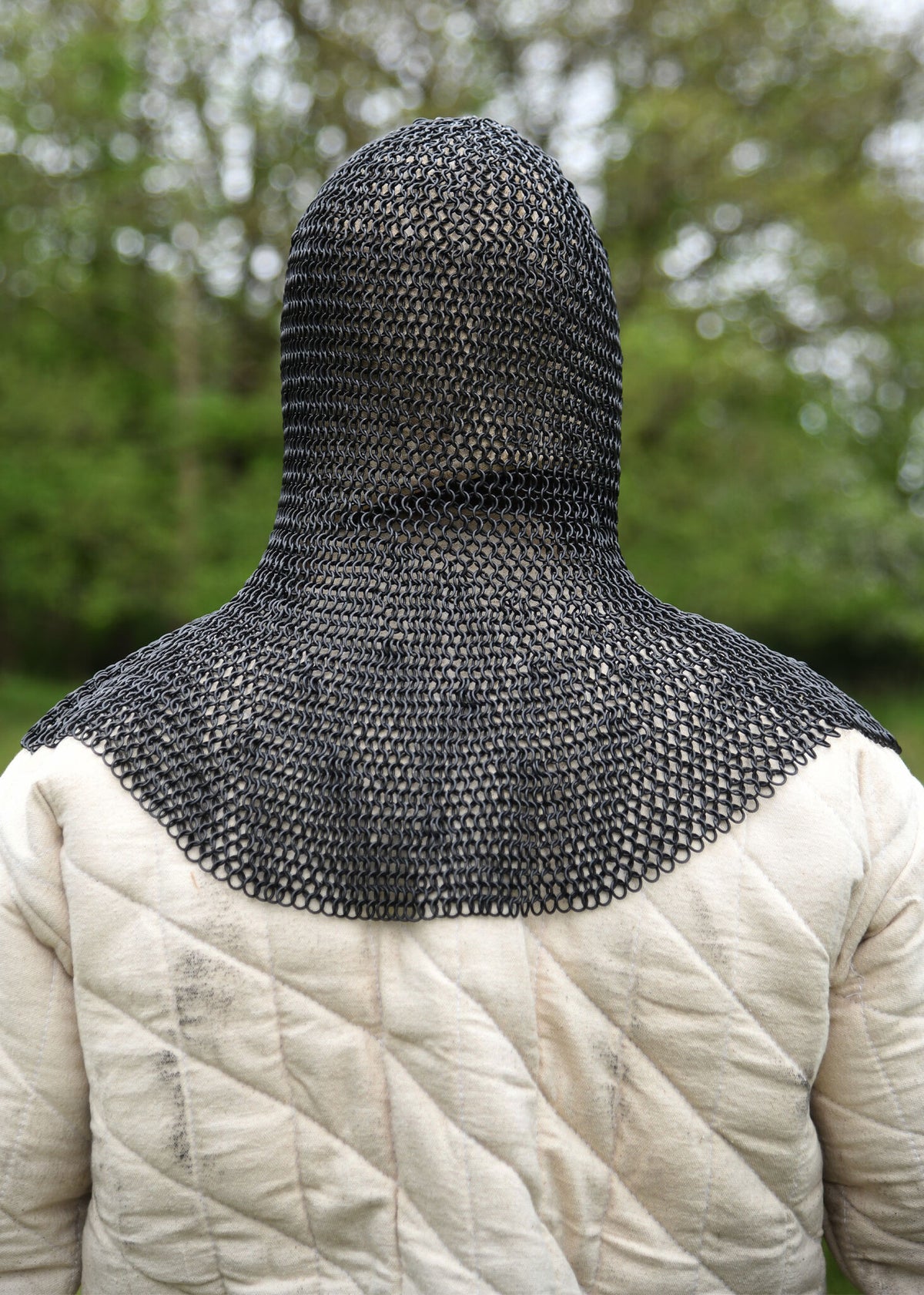 Maliën coif met driehoekige ventail, gebronsd, 8 mm