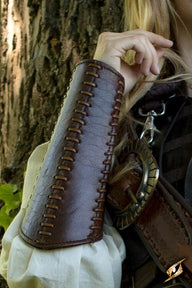Battle leren bracers, onderarmbeschermers, bruin
