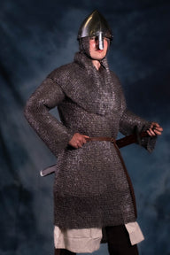 Hauberk, gemischt, flache Ringe, runde Nieten, 8 mm