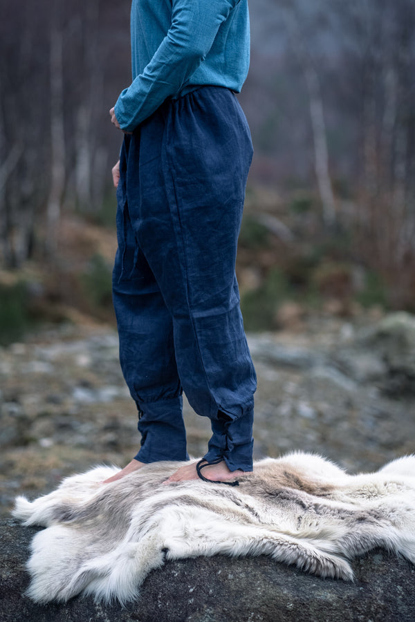 Pantalón vikingo Odin de lino, azul