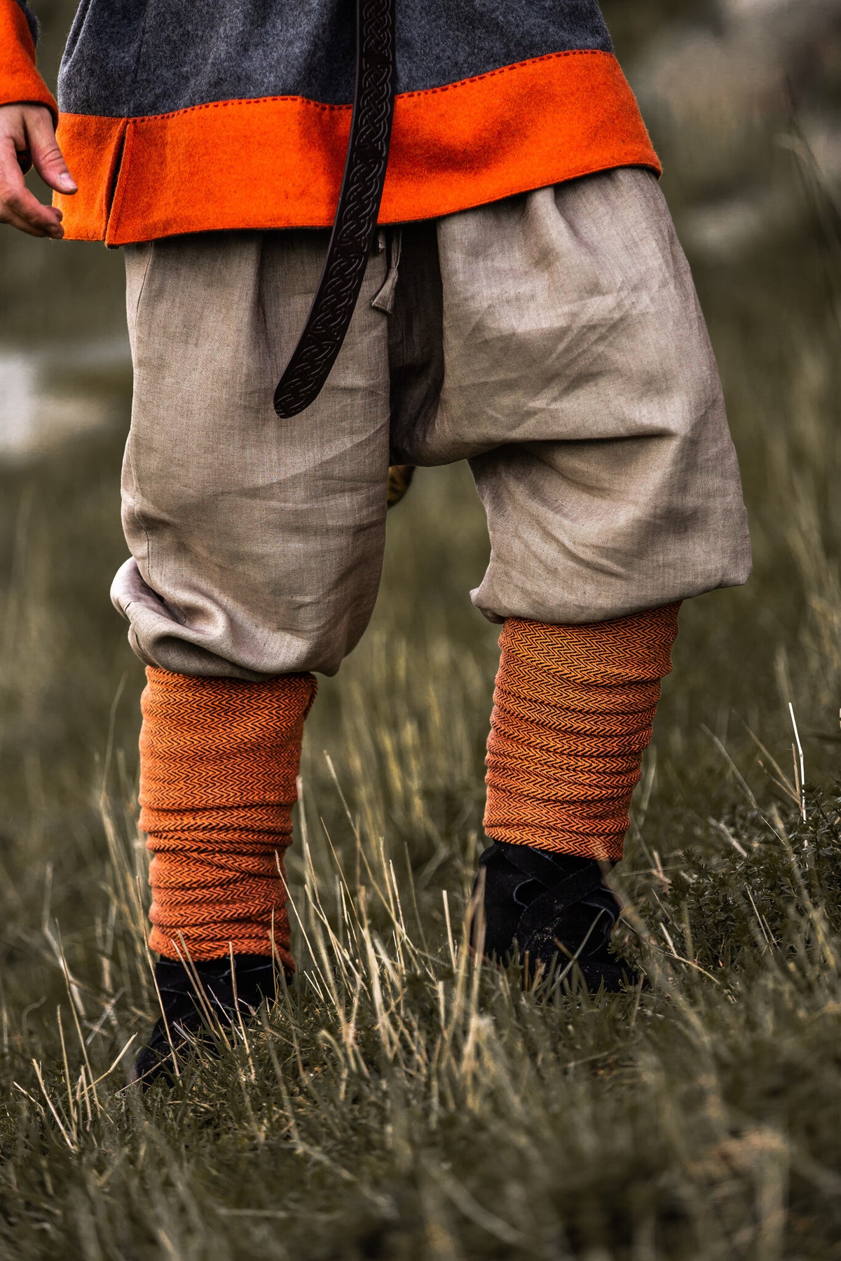 Bandes de jambe motif en arête de poisson Frode, orange