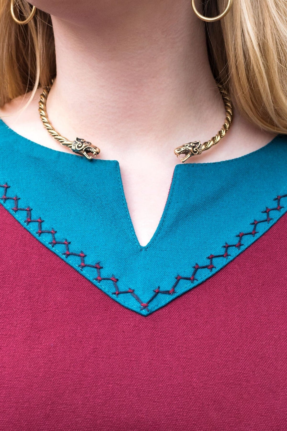 Viking dress Helga, red-blue