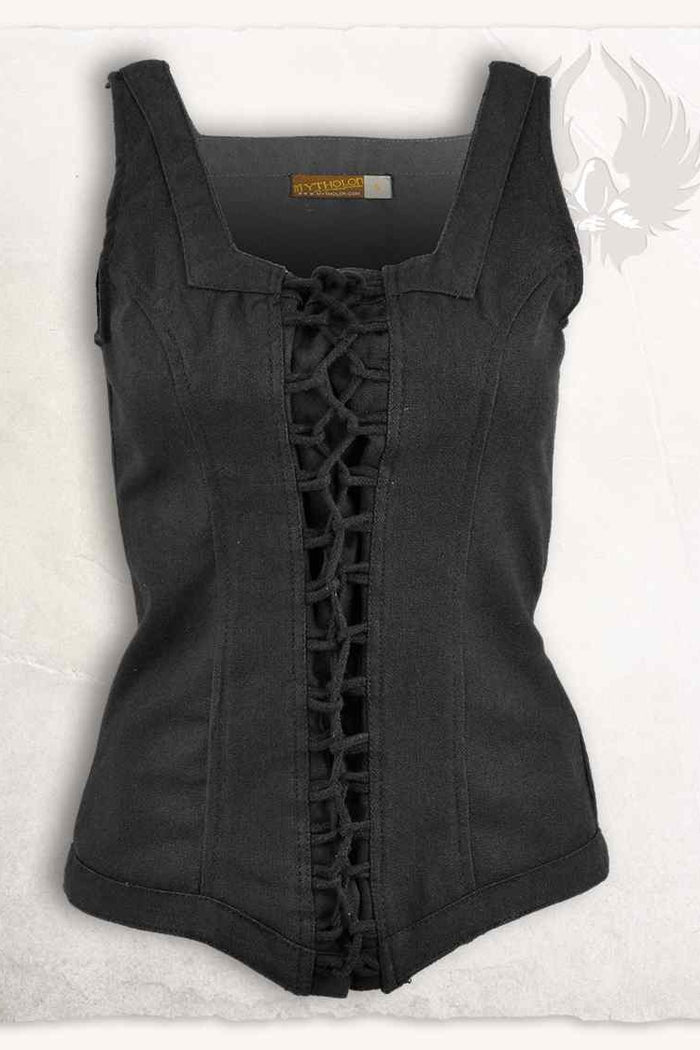 Middeleeuws lijfje Ursula, katoen, zwart