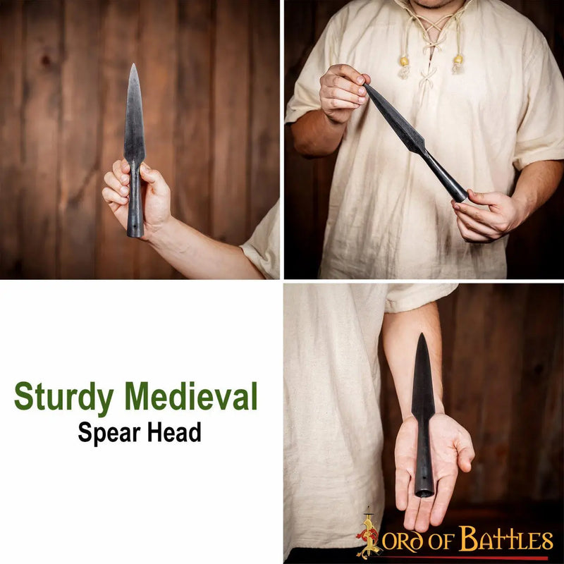 Wczesnośredniowieczny grot włóczni z barkami, brązowany, półostry