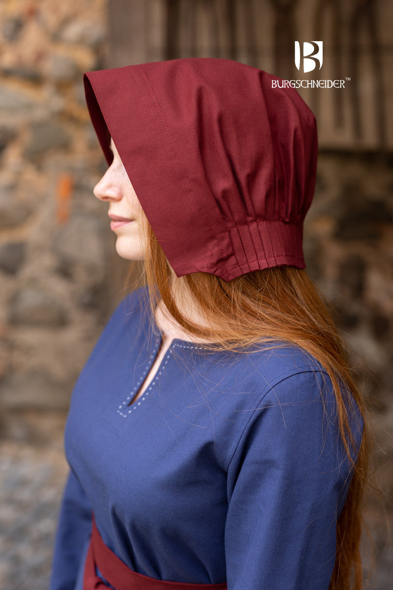 Medieval cap Helga, burgundy red