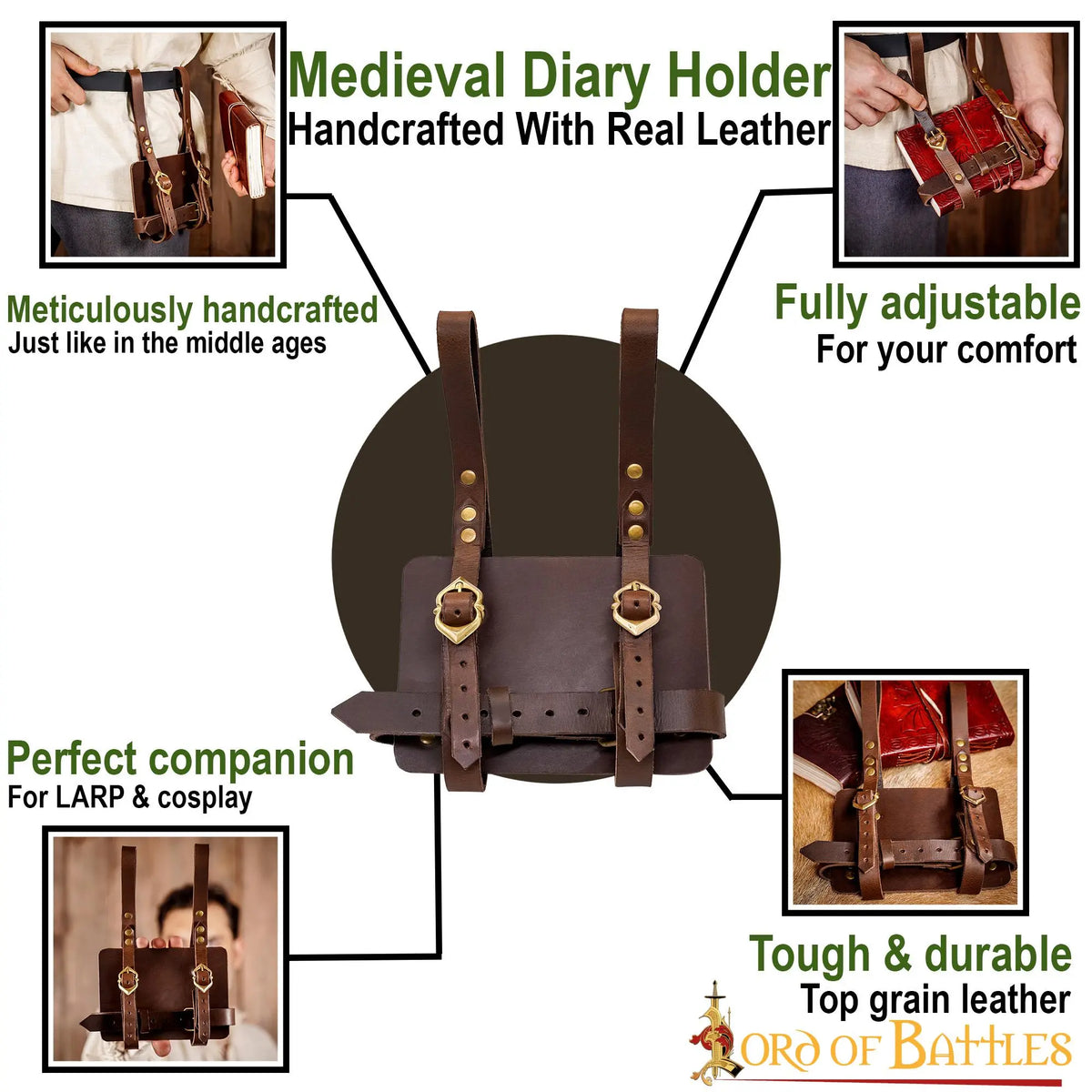 Boek houder voor aan riem, zwart