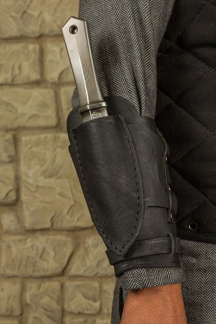 Bracer Geralt for throwing knives, forearm guard, black, right