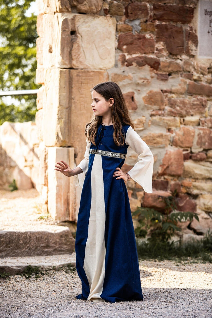 Meisjesjurk Ariane, blauw-wit