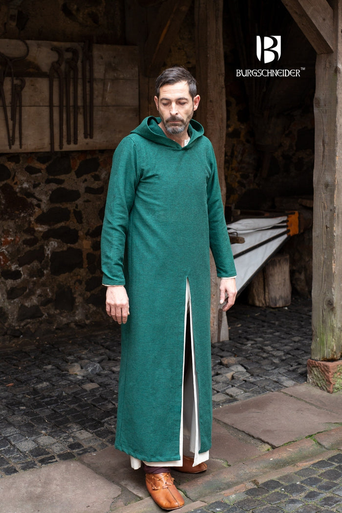 Alto-tunicella medieval con capucha Renaud, verde