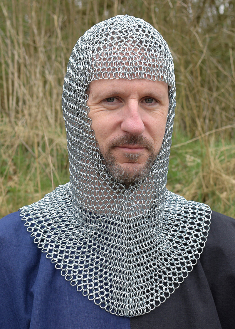 Camail en maille avec col triangulaire, galvanisé, 9 mm