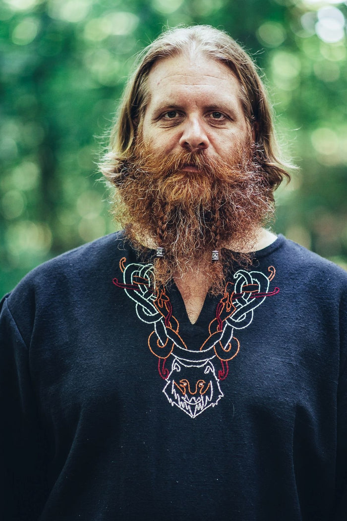 Vikingtuniek wolf Fenrir, zwart