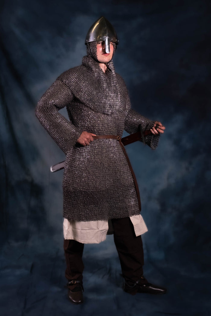 Hauberk, płaskie pierścienie, okrągłe nity, 8 mm