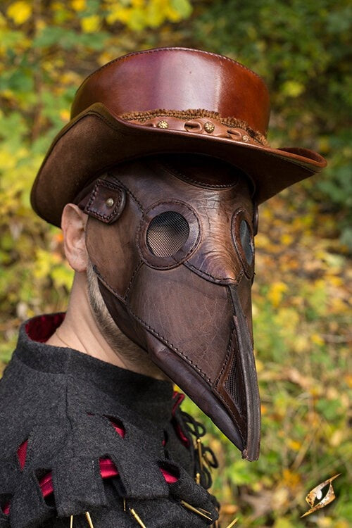Leather mask plague doctor, brown