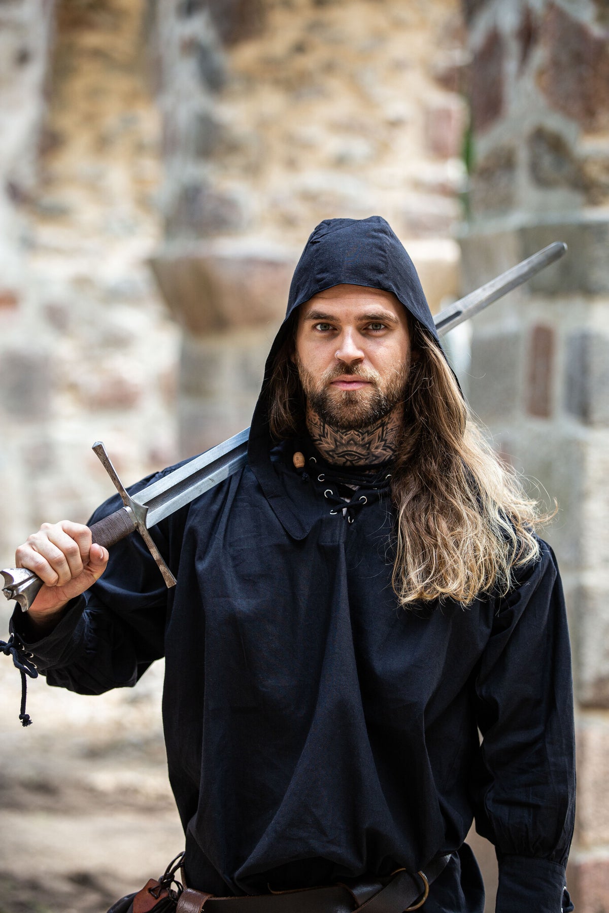 Średniowieczny czepek, czarny