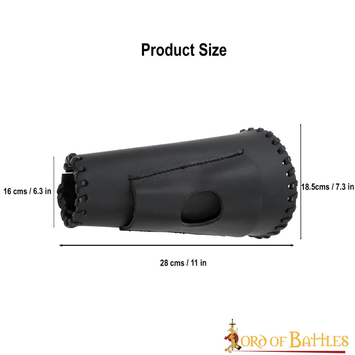 Bracciale in pelle con porta-coltello, nero