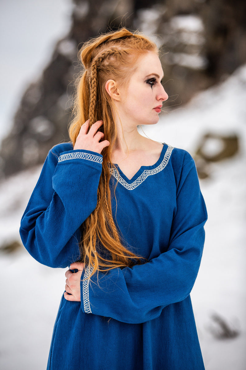 Frühmittelalterliches Kleid Aelswith, blau