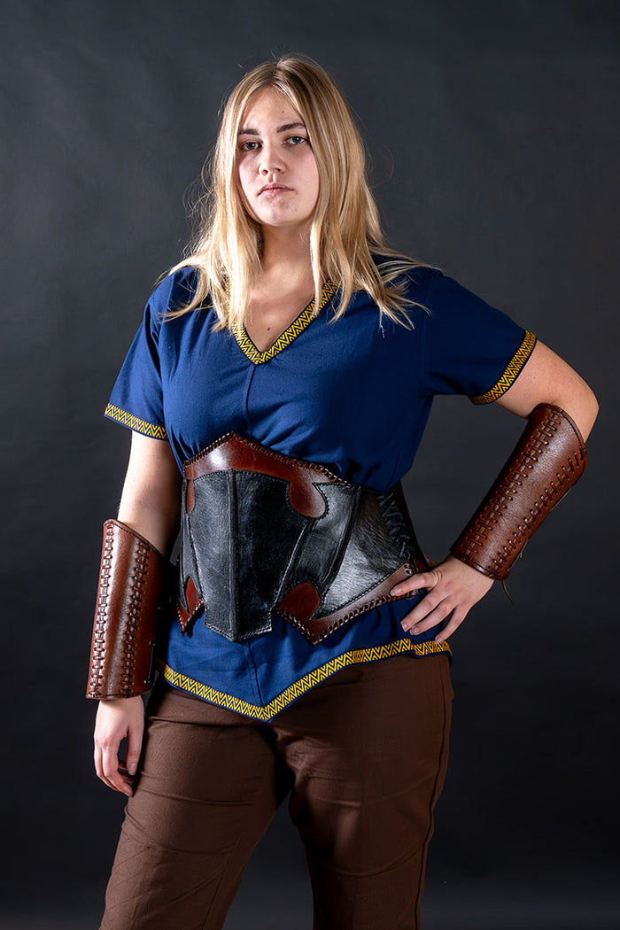 Corset en cuir Dark Elf noir/brun