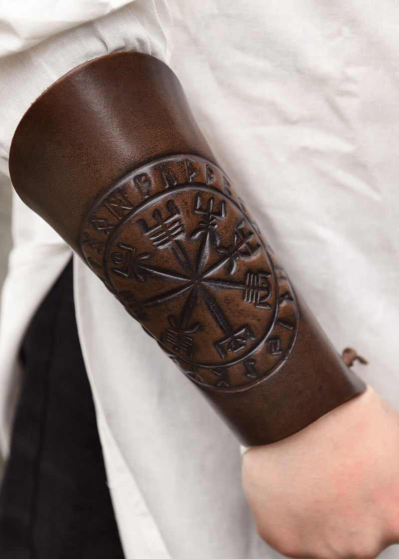 Brazales de cuero Vegvisir, protectores de antebrazo