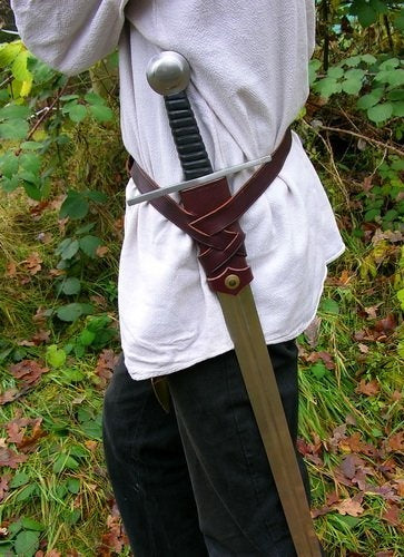 Cintura portaspada vichinga di lusso, 135 cm, marrone