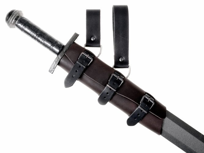 Luxurious leather sword holder, black, long