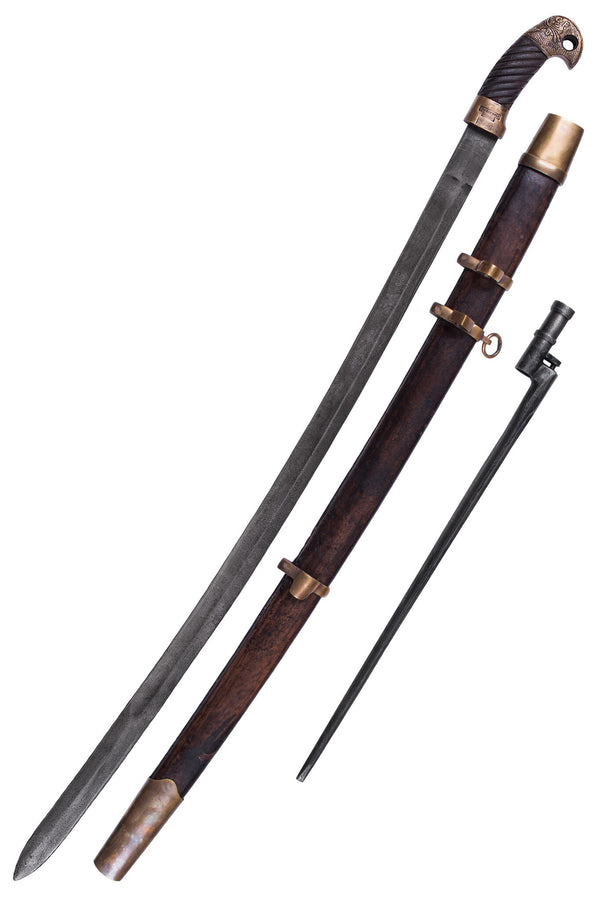 Russian Shashka with bayonet, antique finish, semi-sharp