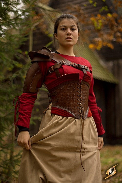 Leather shoulder armor, brown