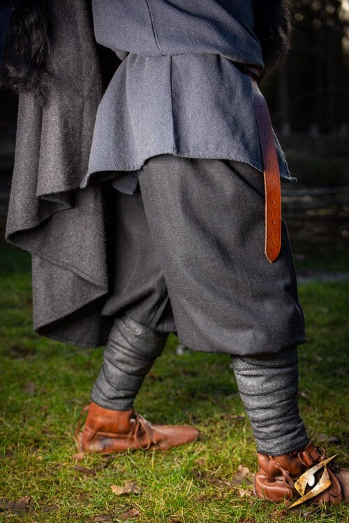 Spodnie Rusvik Ull, wzór jodełkowy, mieszanka wełny, czarne