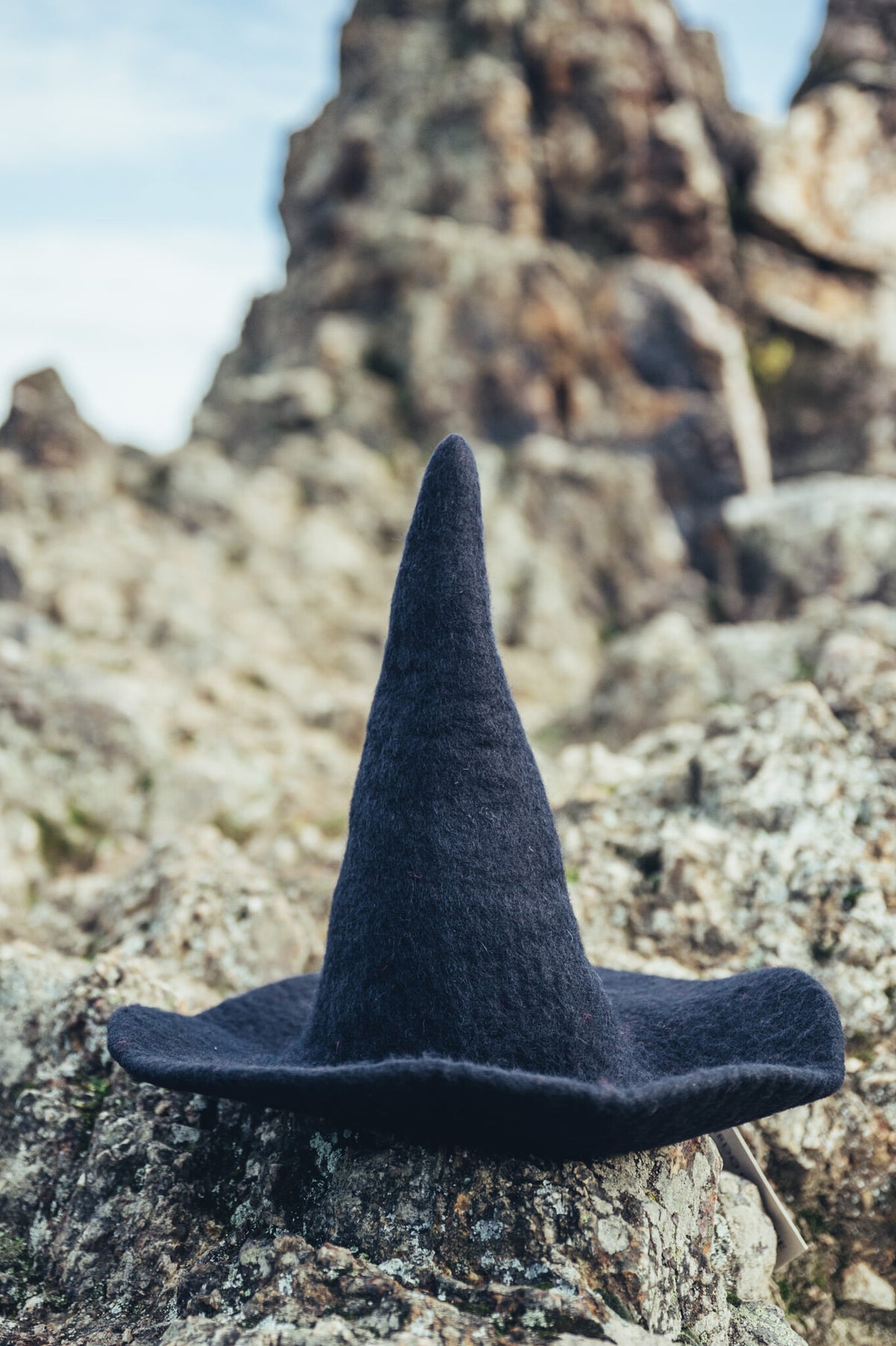 Sombrero de bruja para niños, negro, fieltro de lana