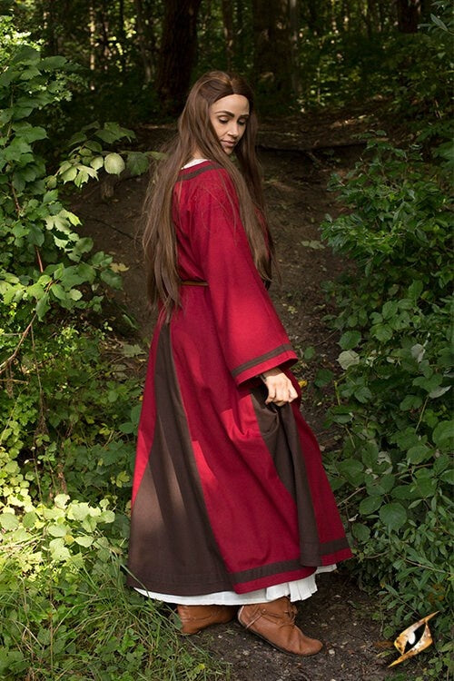 Vikingų suknelė Astrid, raudona/ruda