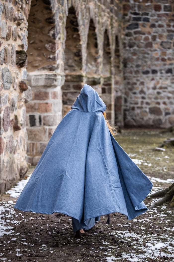 Mittelalterlicher Mantel Mila, Wollmix, blau