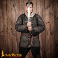 Hauberk met split, zwart, ongeklonken 10 mm