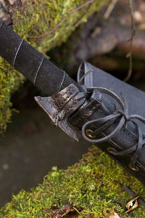 Leren haakje voor LARP zwaard, zwart