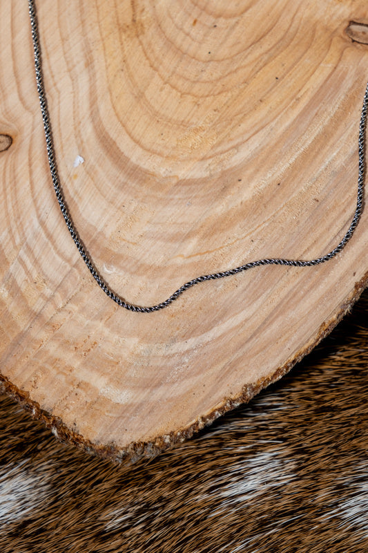 Silberne Kettengliederkette 46 cm, Holz