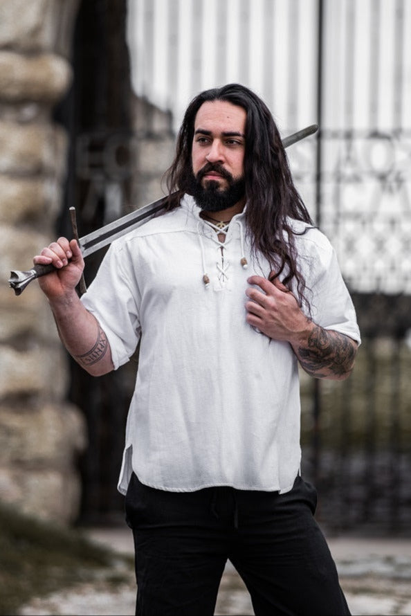 Chemise médiévale à manches courtes, blanc