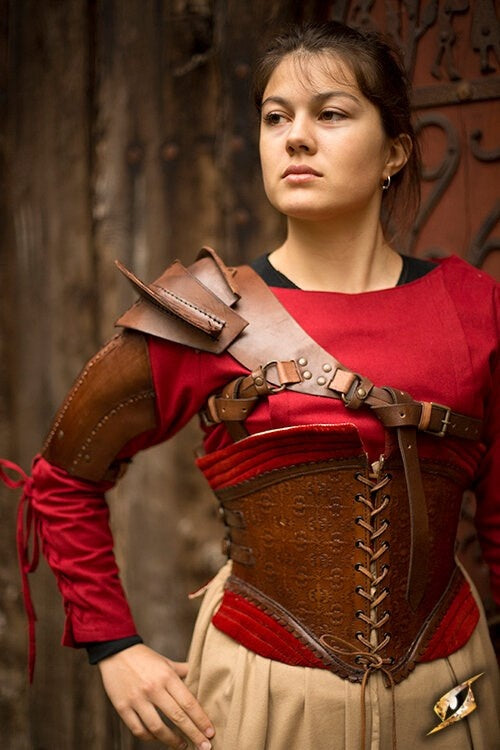 Leather shoulder armor, brown