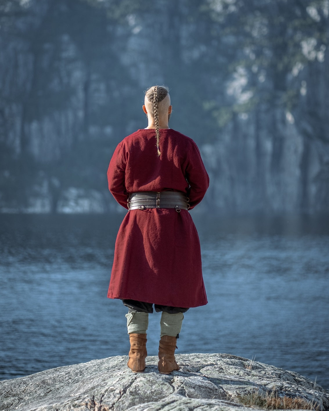 Kaftan Gustav, czerwony, mieszanka wełny